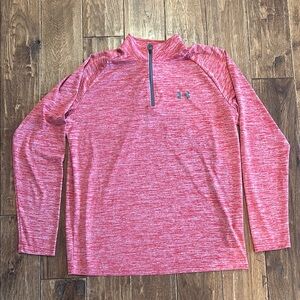 Under Armor Red Heathered Quarter-Zip Pullover